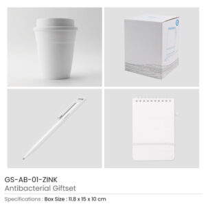 Antibacterial Gift Set with Cup, Notepad and Zink Pen