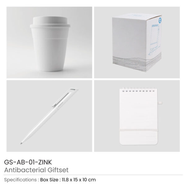 Antibacterial Gift Set with Cup, Notepad and Zink Pen