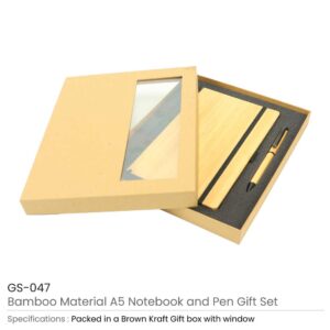 Bamboo Journal Set with A5 Size Notebook and Pen - Image 3