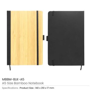 A5 size Bamboo Notebooks with Pen Loop & Page Marker - Image 3