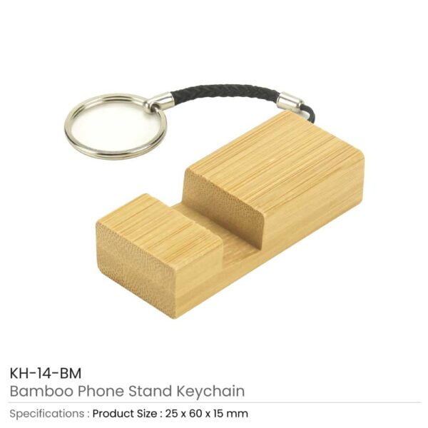 Bamboo Phone Stand Keychain Details