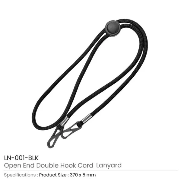 Double Hook Cord lanyard Black