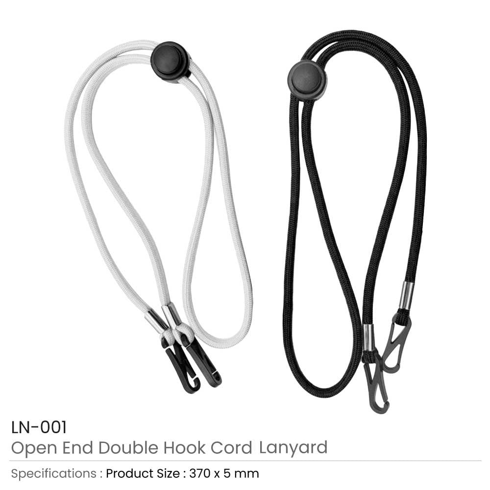 Double Hook Cord Lanyards with Adjustable Lock