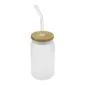 Glass Bottle with Straw & Bamboo Lid Blank