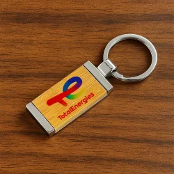 Branding Bamboo and Metal Keychain