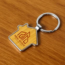 Branding Bamboo and Metal Keychain
