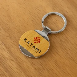 Branding Bamboo and Metal Keychain