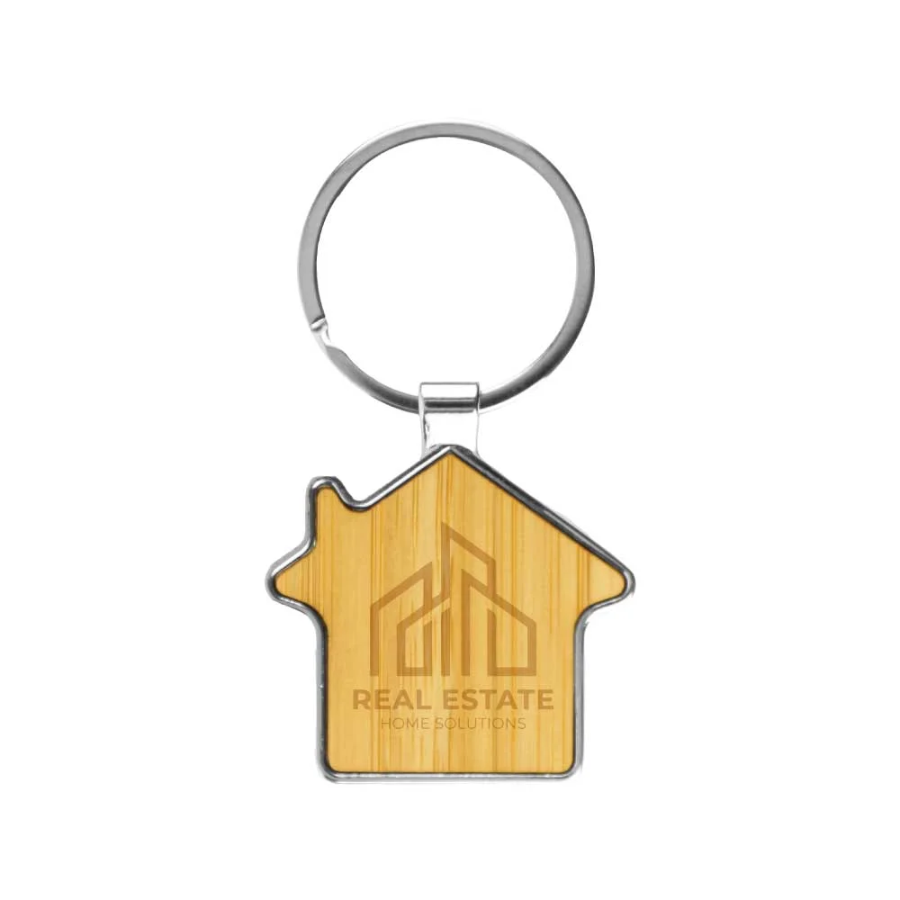 Branding-Bamboo-Metal-Keychain-House-Shape-KH-11-BM