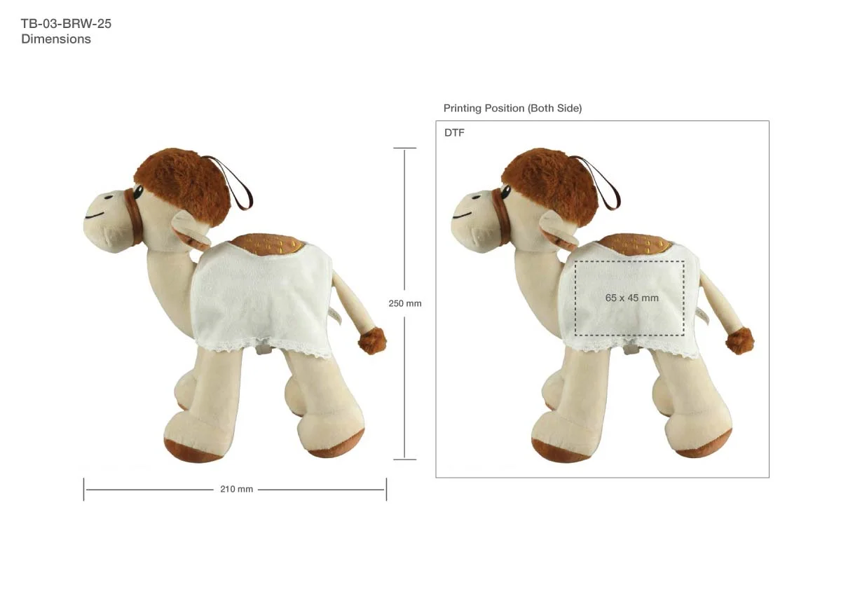 Printing Details on Camel Plush Toys 25 cm