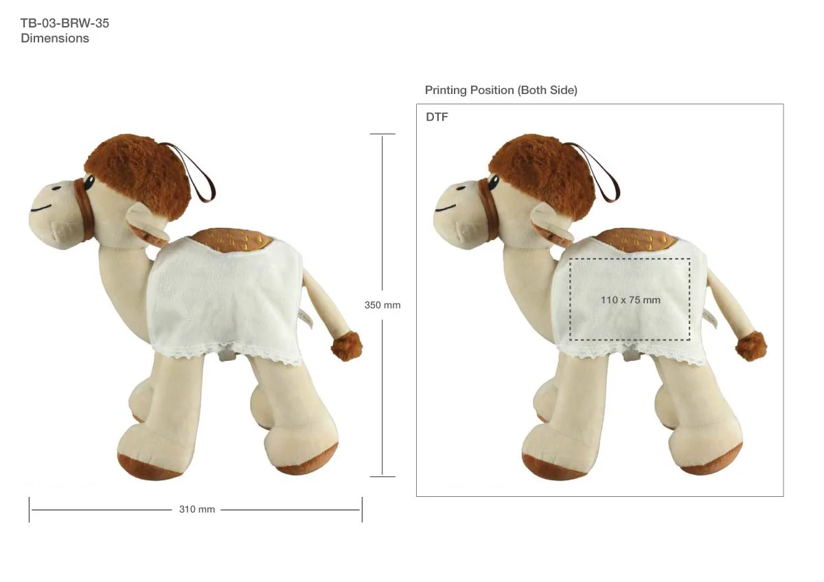 Printing Details on Camel Plush Toys 35 cm