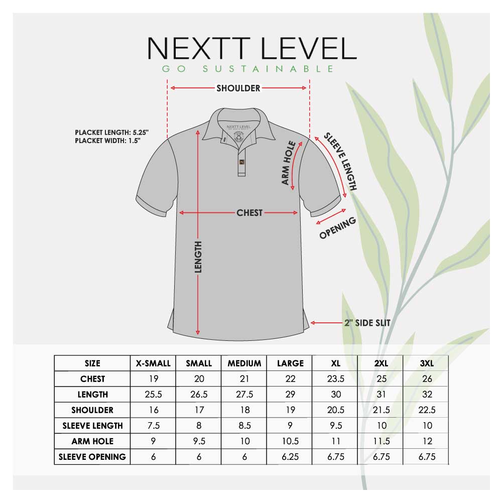 NEXTT-LEVEL-Recycled-Polo-T-Shirts-Size-Details