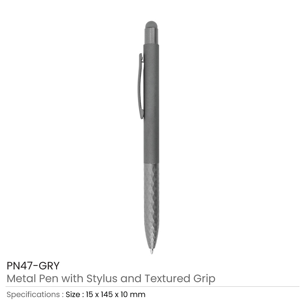 Stylus-Metal-Pens-with-Textured-Grip-PN47-GRY