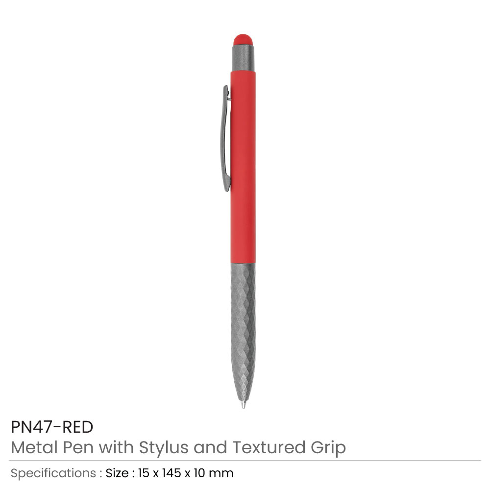 Stylus-Metal-Pens-with-Textured-Grip-PN47-RED