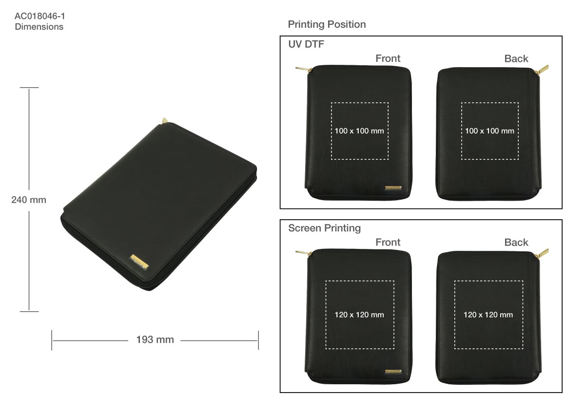 CROSS Zip Folder with Pen Gift Sets Printing Details