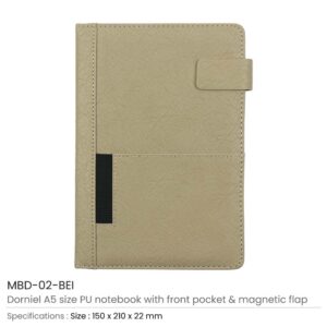 Dorniel A5 PU Notebooks Beige Color