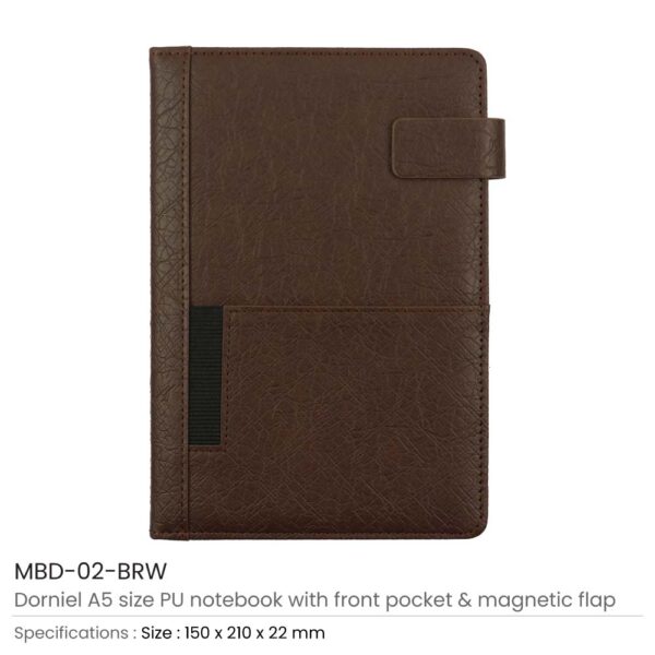 Dorniel A5 PU Notebooks Brown Color