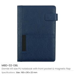Dorniel A5 PU Notebooks Dark Blue Color