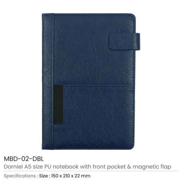 Dorniel A5 PU Notebooks Dark Blue Color