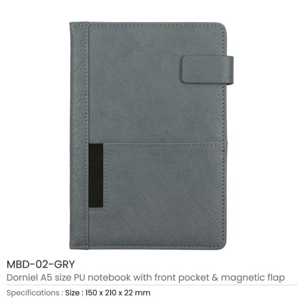 Dorniel A5 PU Notebooks Grey Color