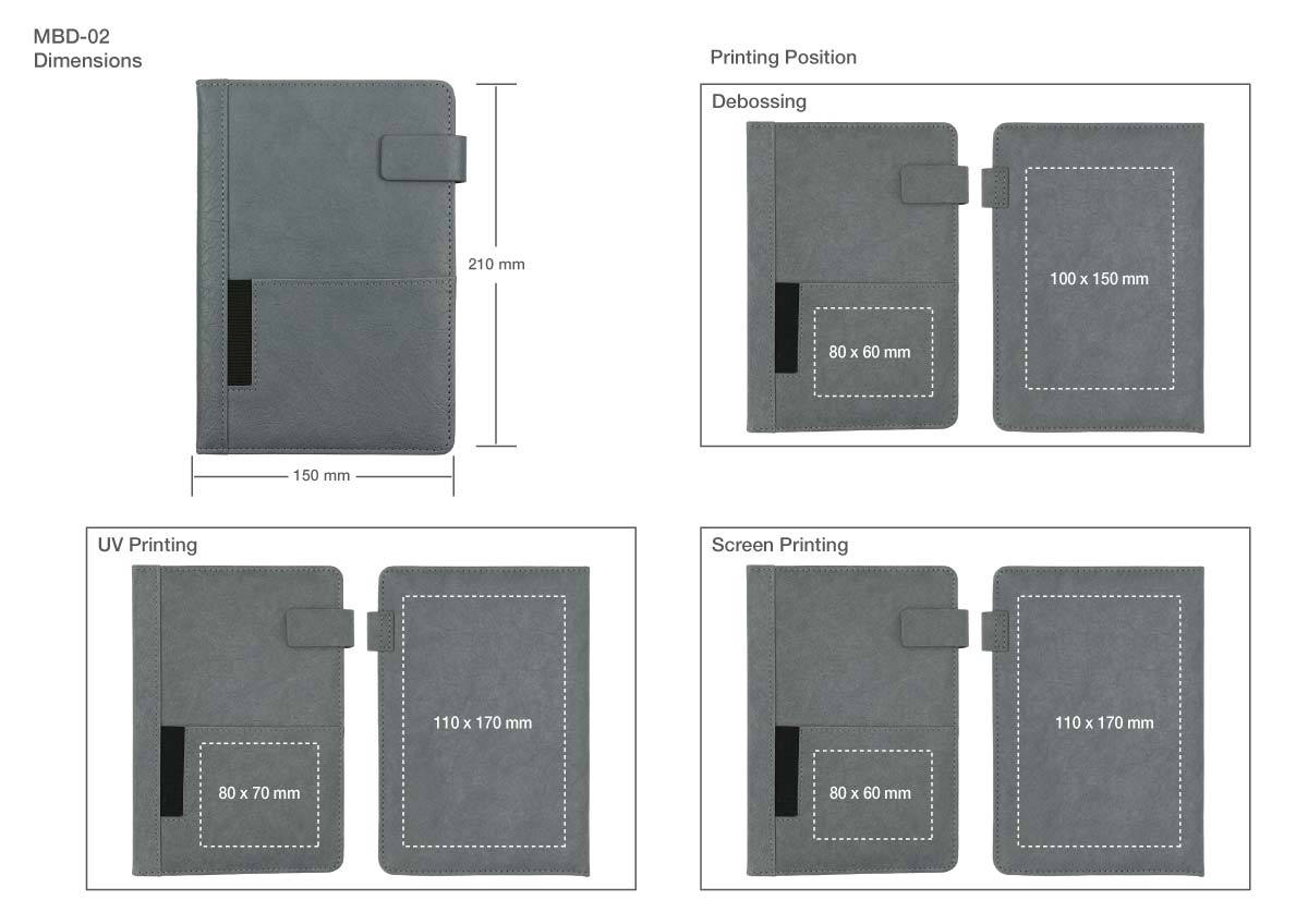 Dorniel A5 PU Notebooks Printing Details