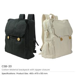 Cotton Backpacks with Zipper Closure - Image 3