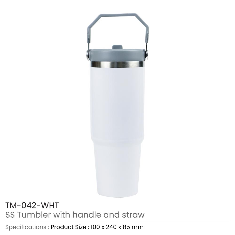Tumbler-with-Handle-and-Straw-TM-042-WHT