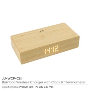 Bamboo Clock with 5W Wireless Charging Function - Image 3