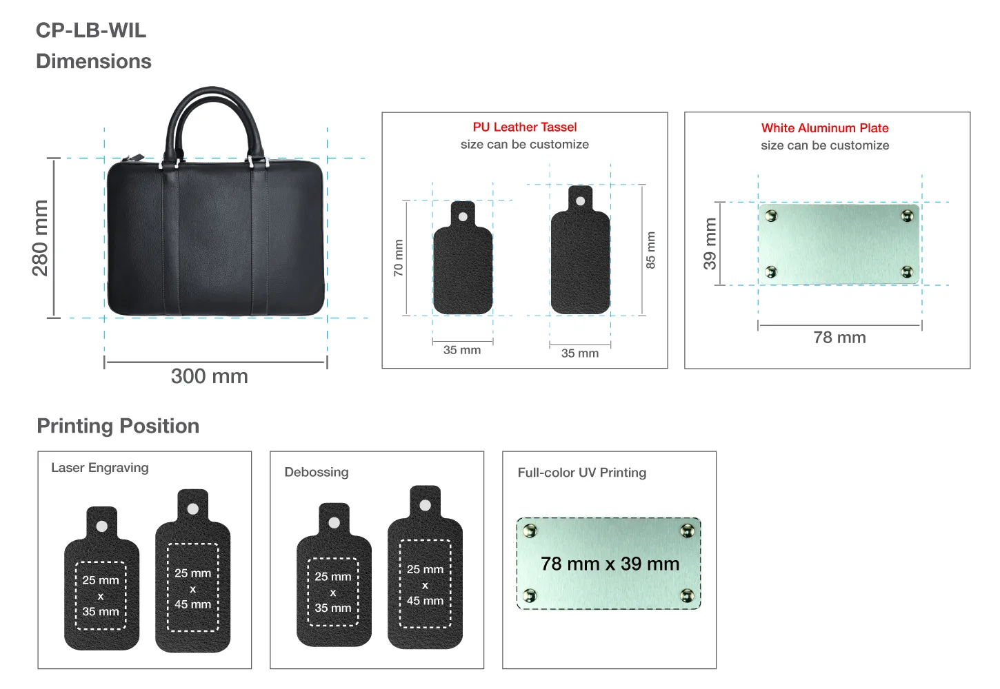 Chase Plus Laptop Bags WILLOW Printing Details