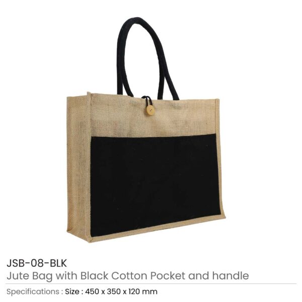 Jute Bag with Pocket Details