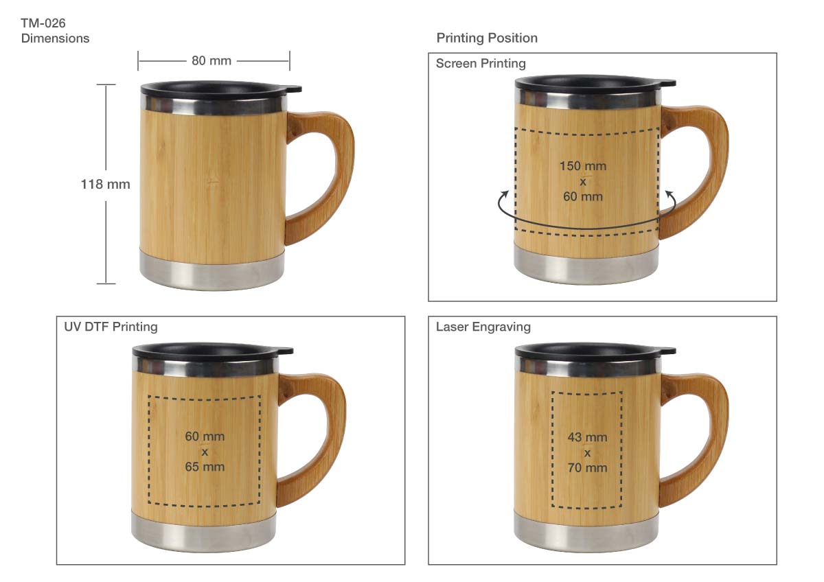 Bamboo Travel Mug Printing Details