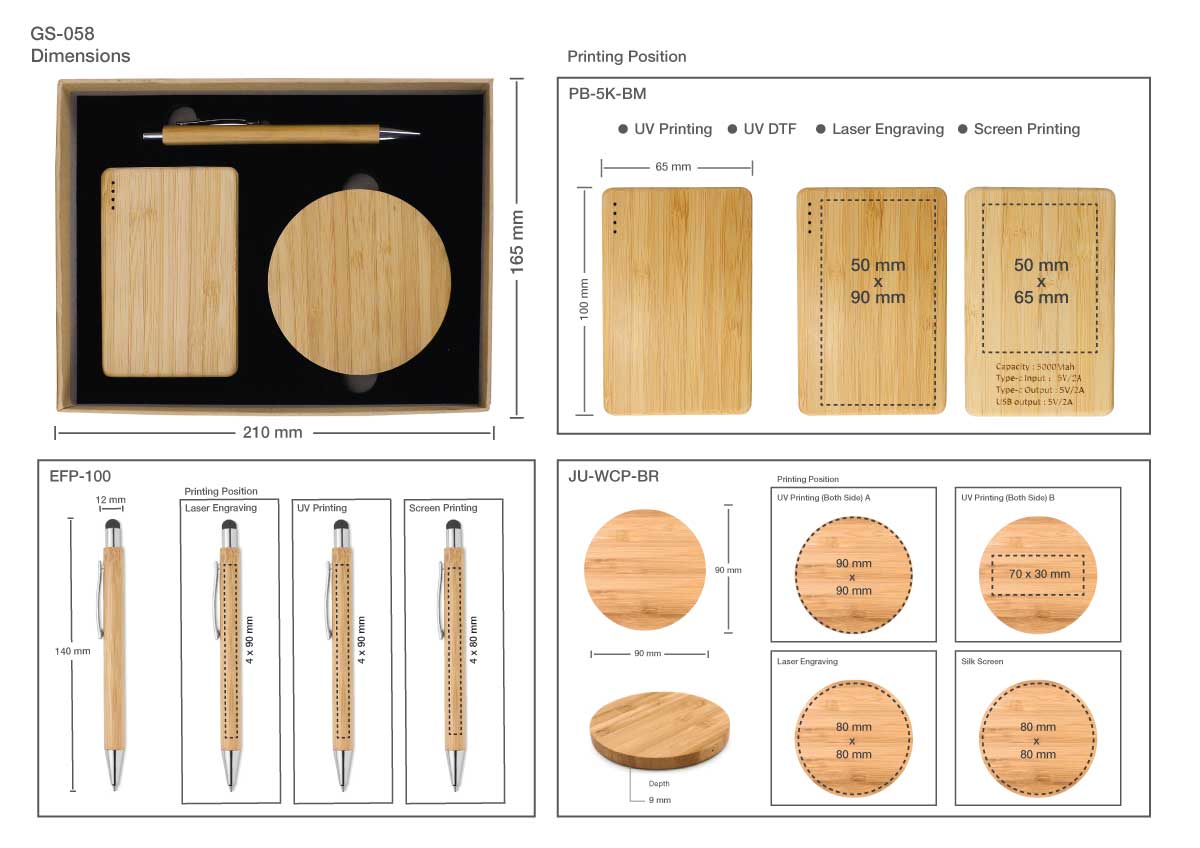 Bamboo Technology Gift set Printing Details