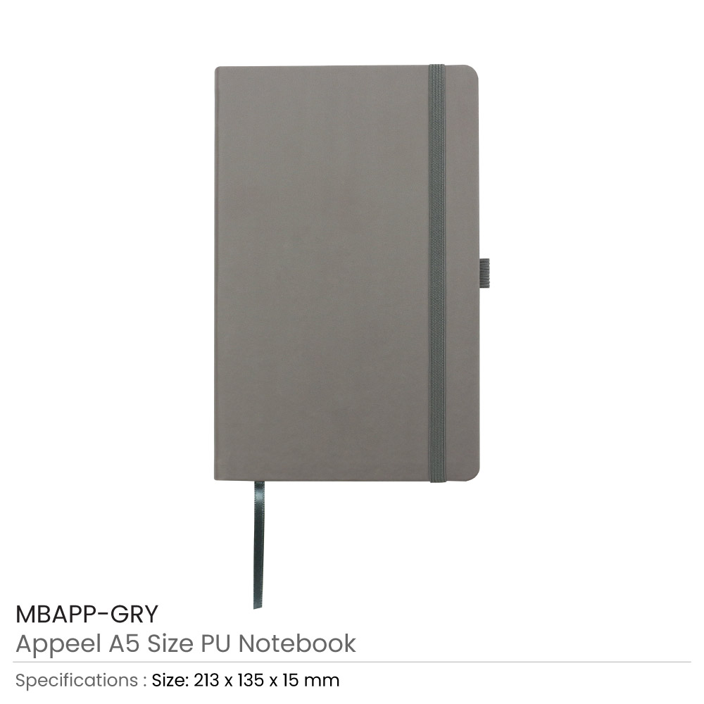 Appeel-A5-Size-PU-Notebook-MBAPP-GRY