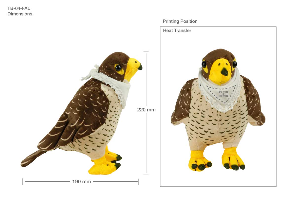 Falcon Plush Toys Printing Details