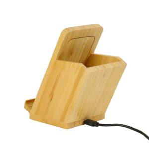 Bamboo Pen Holder with 15W Fast Wireless Charger - Image 4