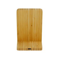 Bamboo Fast Wireless Charger Stand 15W with LED Logo - Image 5