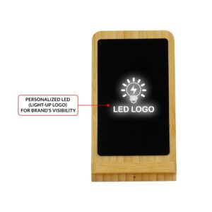 Branding LED Logo on Bamboo Wireless Charger