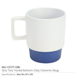 Ceramic Mugs Bottom Clay - Dark Blue