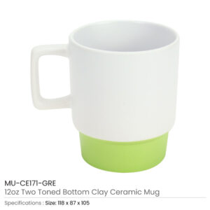 Ceramic Mugs Bottom Clay - Green