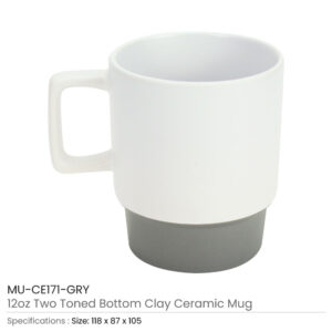 Ceramic Mugs Bottom Clay - Grey