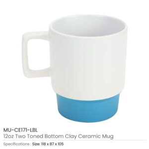 Ceramic Mugs Bottom Clay Light Blue