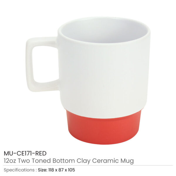 Ceramic Mugs Bottom Clay - Red