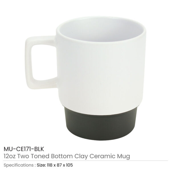 Promotional Ceramic Mugs with Bottom Clay Black