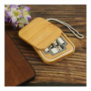 Multi-Charging Cable Set in Square Bamboo Case - Image 4