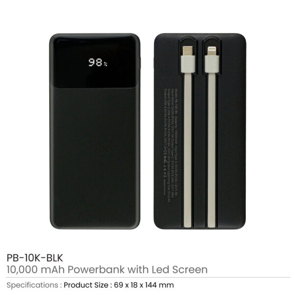 Powerbank with LED Screen Black Color