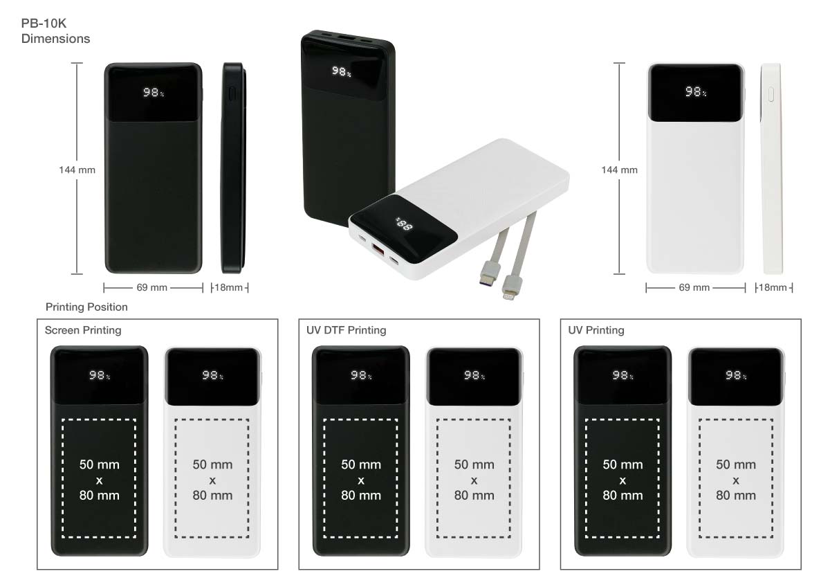 Powerbank with LED Screen Printing Details