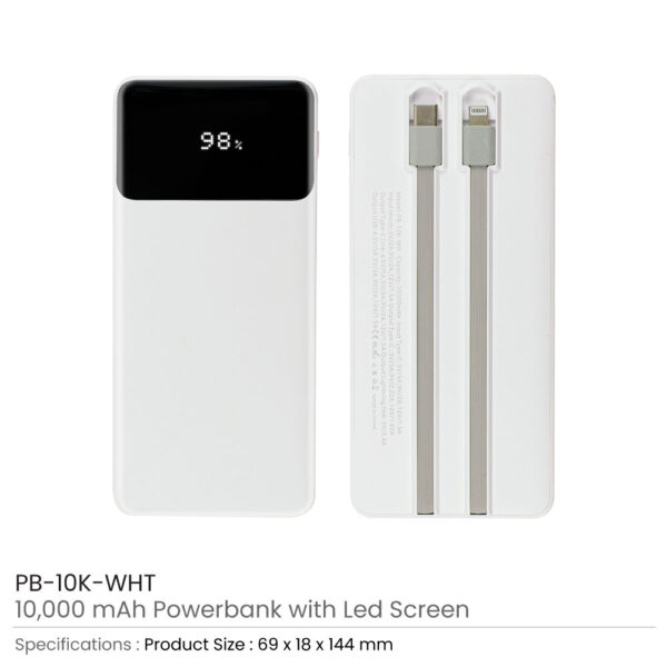 Powerbank with LED Screen White Color