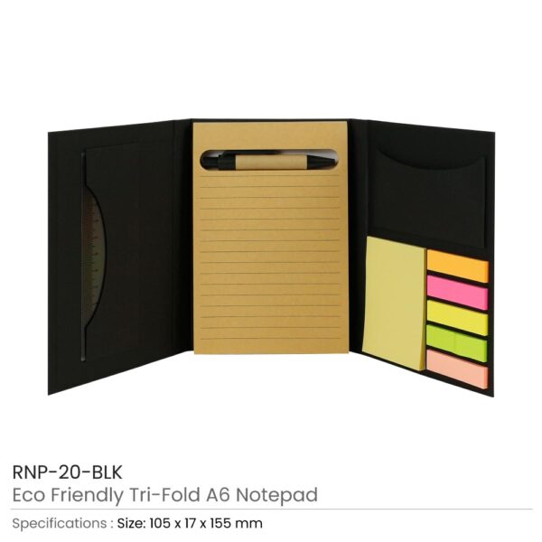 Tri-Fold Notepad Black