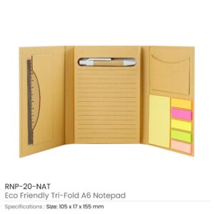 Tri-Fold Notepad with Sticky Notes, Pen, Card Slot and Ruler - Image 3