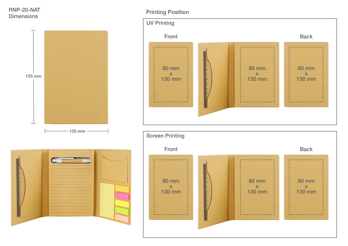 Tri-Fold Notepad Printing Details