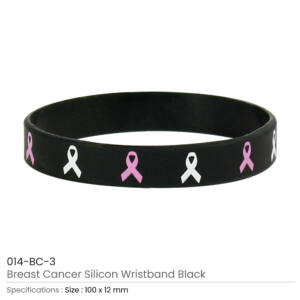 Breast Cancer Silicon Wristband Black Color